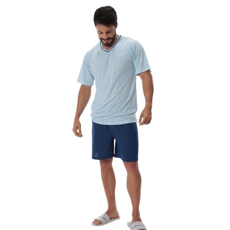 Pijama Masculino Curto Gola V Verão Victory Galé Lingerie Calcinhas sutiãs cuecas meias