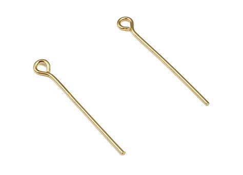 Brass Eye Pins Shiny Gold Eye Pin Solid Beading Eye Pins 18k Real Gold