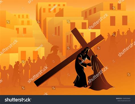 Biblical Vector Illustration Series Way Cross Stock Vector Royalty