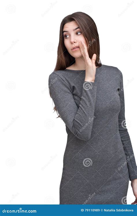 Portrait Of Beautiful Girl In Grey Dress Stock Image Image Of Girl