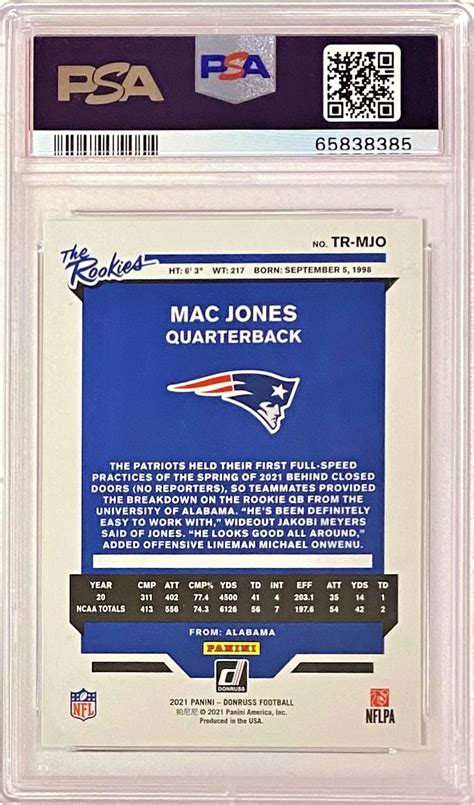 Mac Jones Panini Donruss Football New England Patriots Graded The