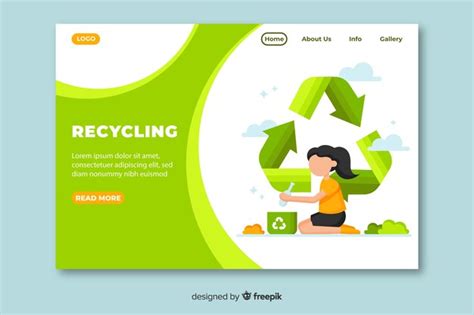 Mod Le De Page De Destination De Recyclage Plat Vecteur Premium