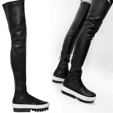 Trendy Fashion Elastic Stretch Over The Knee Thigh High Boots White