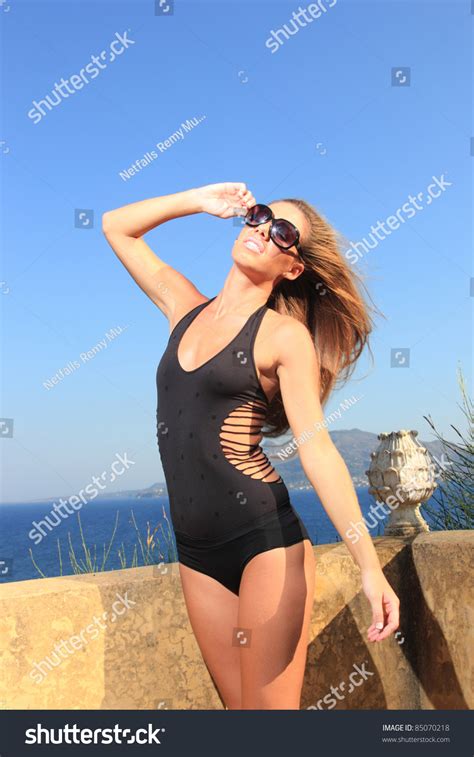 Sexy Bikini Model Posing On Beach Stock Photo Shutterstock
