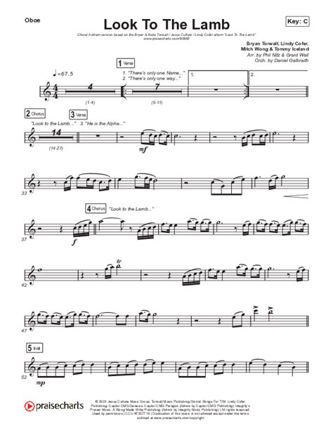 Look To The Lamb Choral Anthem Satb Oboe Sheet Music Pdf Bryan