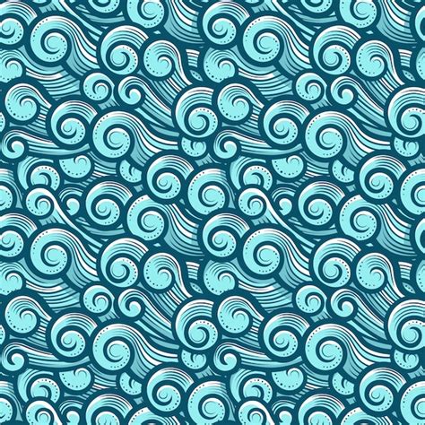 Premium Vector Sea Blue Waves Seamless Pattern