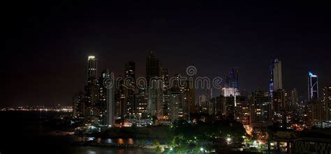 Panoramic View of Panama City Skyline at Night - Panama City, Panama Stock Image - Image of ...