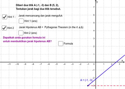 Jarak Antara Dua Titik Geogebra