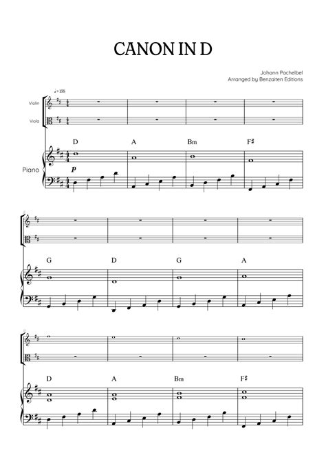 Pachelbel Canon In D Violin Viola Duet Sheet Music W Piano