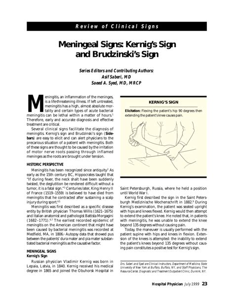 Meningeal Signs: Kernig's Sign and Brudzinski's Sign