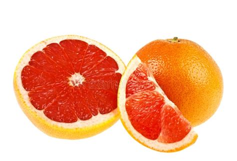 Grapefruit with Segments on White Background Stock Image - Image of ...