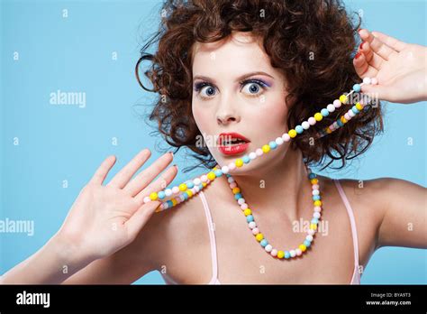 Curly Brunette Girl Stock Photo Alamy