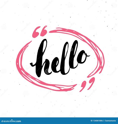 Hello Lettering Sign Hand Drawn Greeting Word Grunge Textured Retro