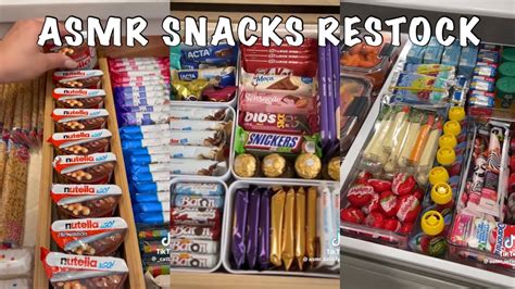 Asmr Satisfying Fridge Restocking Chips Chocolates And Snacks Drawer