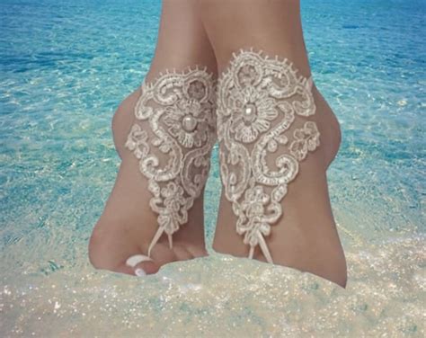 Wedding Shoe Champagne Gothic Barefoot Sandals Wedding Prom Party Steampunk Bangle Beach Anklets ...