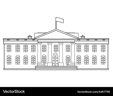 Line drawing of the white house front view black Vector Image