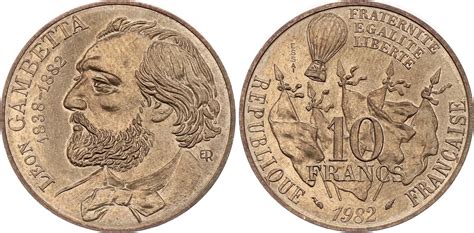 Coin France 10 Francs Léon Gambetta 1982 Essai