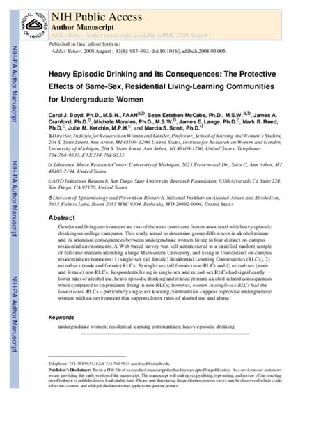 Pdf Heavy Episodic Drinking And Its Consequences The Protective Effects Of Same Sex