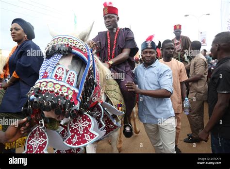 Ijebu Ode people riding on their horses in paying homage to the ...