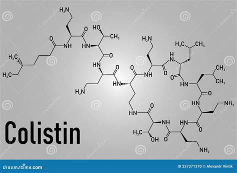 Colistin Antibiotic Drug Molecule. Skeletal Formula. Chemical Structure ...