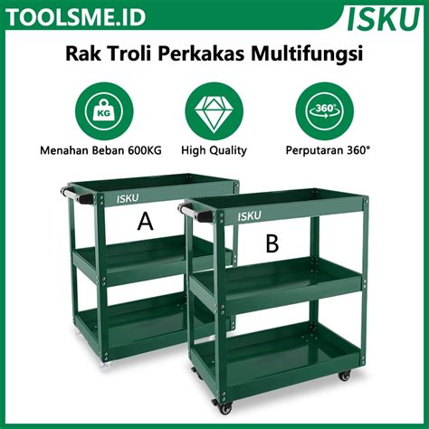 Jual Isku Rak Troli Bengkel Susun Perkakas Trolley Besi Multifungsi