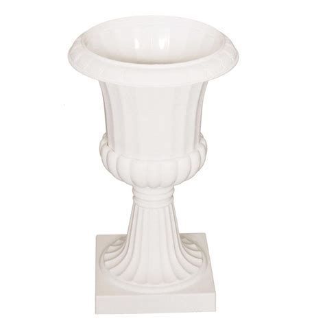 Tall Pedestal Plastic Planter Urn Off White 20 Inch