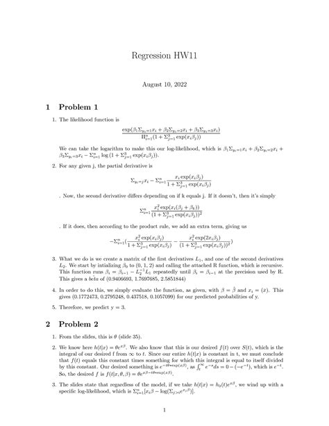 Regression Hw Regression Hw August Problem The