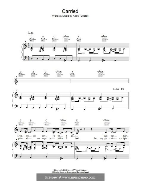 Carried By Kt Tunstall Sheet Music On Musicaneo