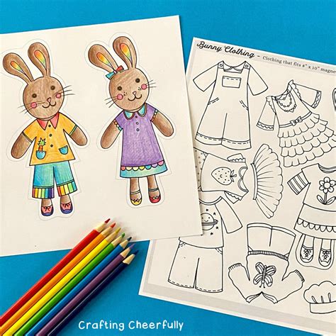 Bunny Paper Doll Coloring Pages Free Printables Crafting Cheerfully