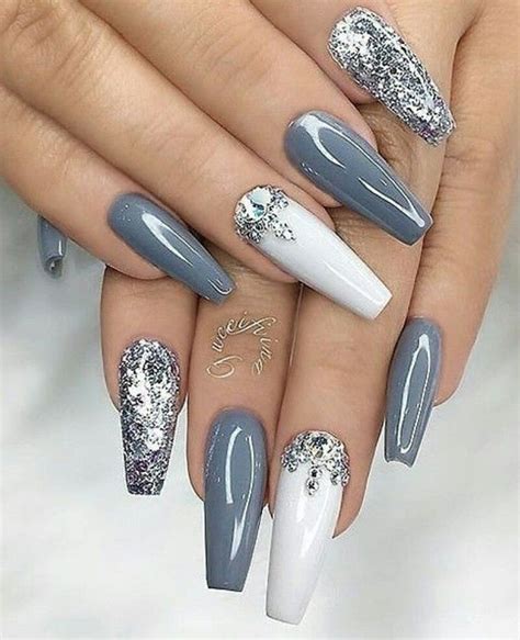 88 Coffin Grey And Silver Nails Sanscompro Misaucun