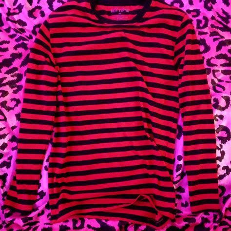 HOT TOPIC Red And Black Striped Sweatshirt Good Depop