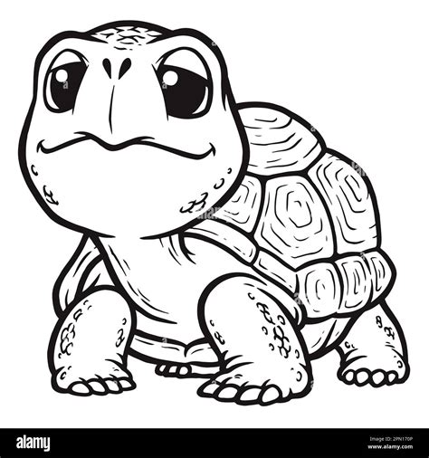 Vector Illustration Of Cartoon Tortoise Coloring Book For Kids Stock