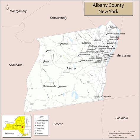 Map of Albany County, New York - Where is Located, Cities, Population ...