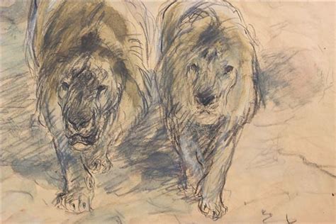 Otto Dill Two Striding Lions Mutualart