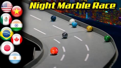 Night Marble Race With Country Marbles In Glasscar Track YouTube