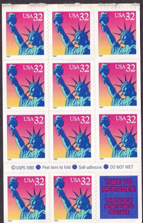 Scott 3122a 32 Statue Of Liberty Booklet Pane Of 11 Stamps MNH