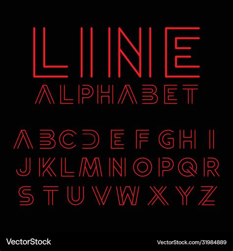 Modern Typography Line Alphabet Fonts Set Vector Image