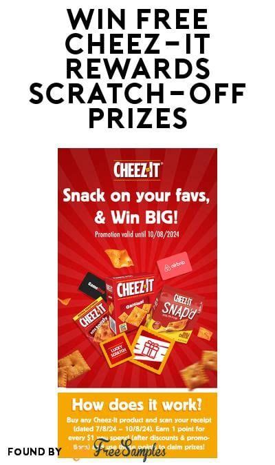 Win FREE Cheez It Crackers Or 500 Gift Cards In Daily Scratch Off Game