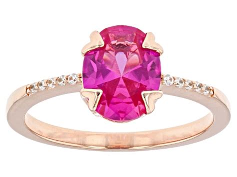 Pink Lab Created Sapphire K Rose Gold Over Sterling Silver Ring