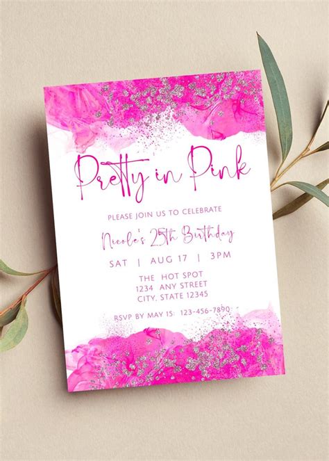 Editable Pretty In Pink Invitation Pink And White Invitation