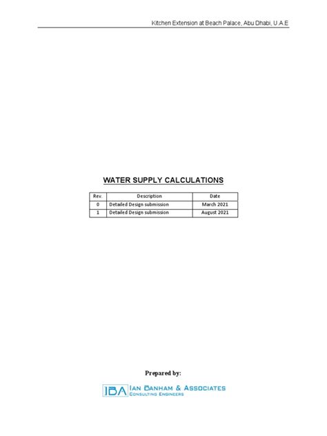 Water Supply Calculations Pdf Pump Chemical Engineering