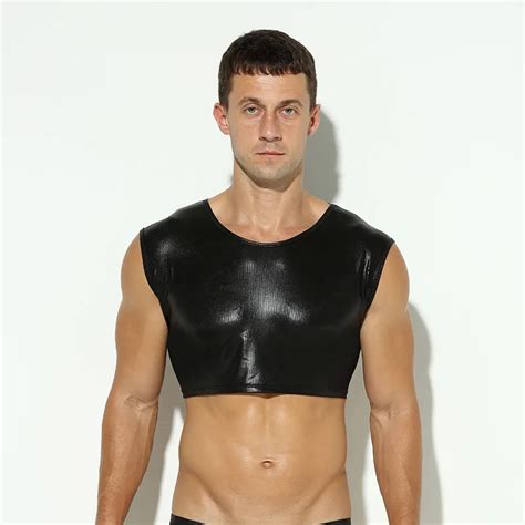 Men Shiny Tank Tops Gay Male Vest Undershirt Singlets Perform Costume Underwear Only Tank Tops