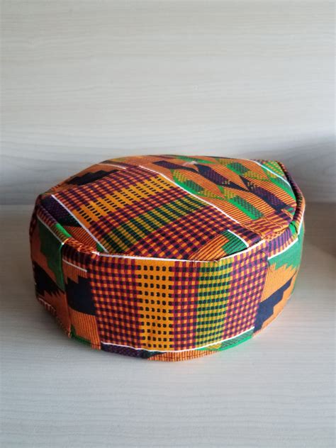 African Traditional Kente Kofi Hat Black Lives Matter Cap Kufi Hat Red