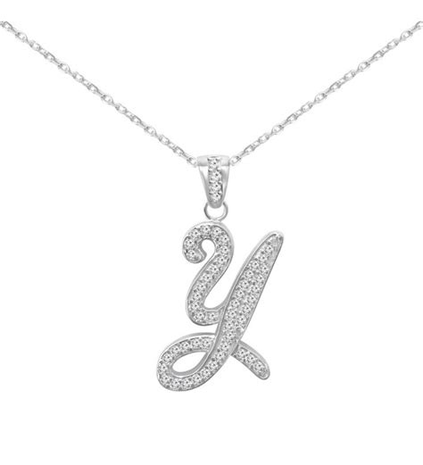 Sterling Silver Cursive Cubic Zirconia Initial Pendant Necklace 18