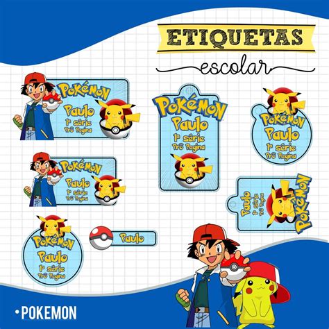 Etiquetas Escolares Personalizadas Pokemon Elo