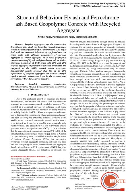 Pdf Structural Behaviour Fly Ash And Ferrochrome Ash Based Geopolymer