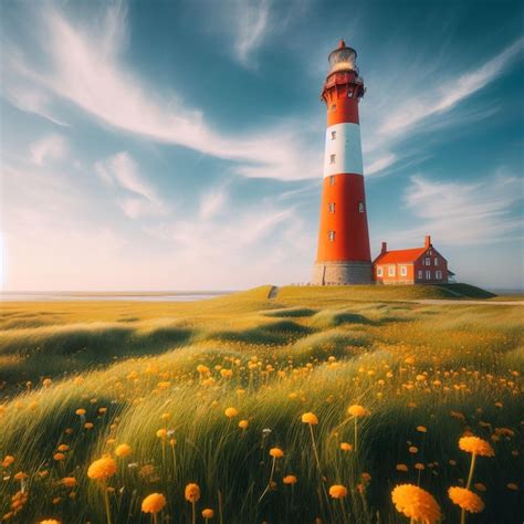 Premium Photo Westerheversand Lighthouse In The Grass Field