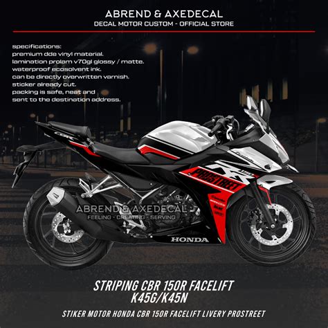 Jual STRIPING CBR 150 FACELIFT PROSTREET CUSTOM STIKER MOTOR HONDA