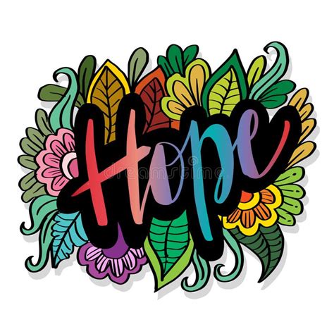 Hope Hand Lettering Typography With Floral Ornament Stock Vector