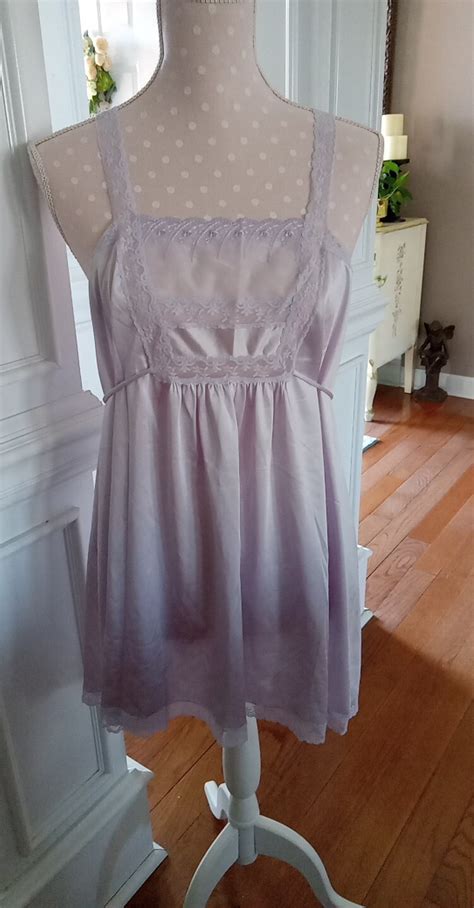 Vintage Jolie Two Babydoll Lingerie Nylon Light Purpl Gem
